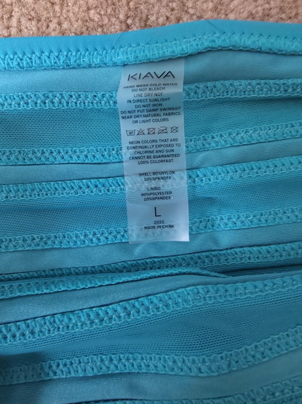 KIAVA High-Waisted Teal Swim Bottoms - Picture 2 of 3